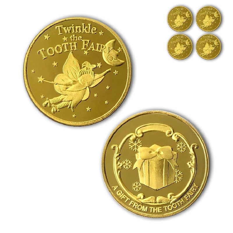 NLR FUN NLR Tooth Fairy Coins [4 pcs] Tooth Fairy Golden Coins Experience for The Lost Tooth Kids - Image 1